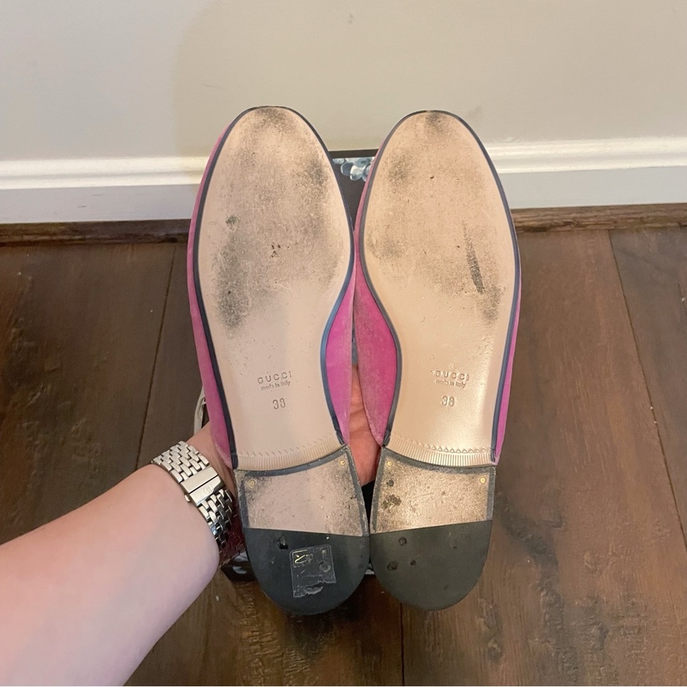 Gucci Princetown Embellished Velvet Mule Pink size 38 - Picture 5 of 11